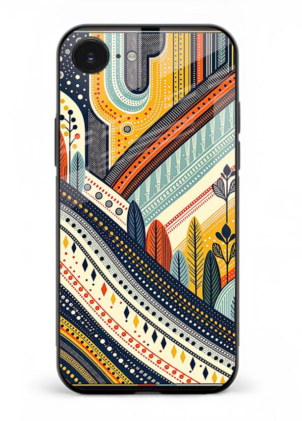 Retro Stripe Landscape geometric retro stripe pattern iphone 16e glass back cover