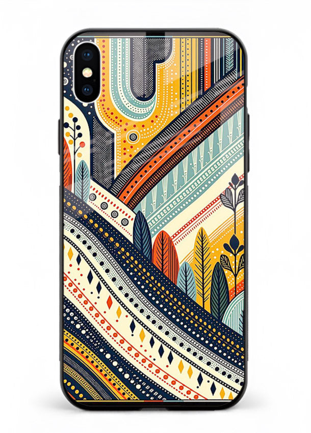 Retro Stripe Landscape geometric retro stripe pattern iphone xs max glass back cover