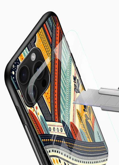Retro Stripe Landscape geometric retro stripe pattern glossy vibrant premium glass back cover - Angle Blade