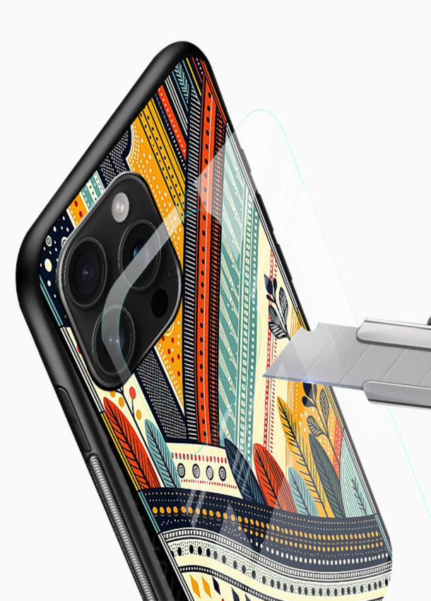 Retro Stripe Landscape geometric retro stripe pattern glossy vibrant premium glass back cover - Angle Blade