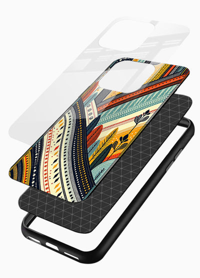 Retro Stripe Landscape geometric retro stripe pattern glossy vibrant premium glass back cover - Angle Layers