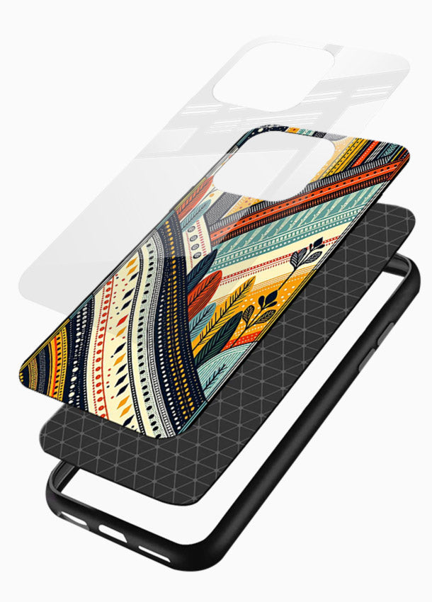 Retro Stripe Landscape geometric retro stripe pattern glossy vibrant premium glass back cover - Angle Layers