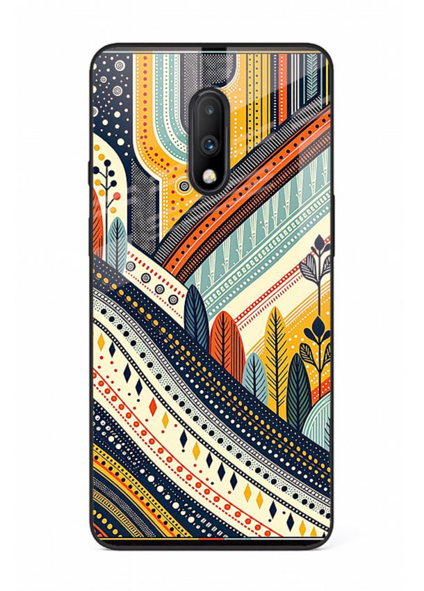Retro Stripe Landscape geometric retro stripe pattern OnePlus 7 glass back cover