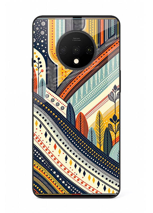 Retro Stripe Landscape geometric retro stripe pattern OnePlus 7T glass back cover