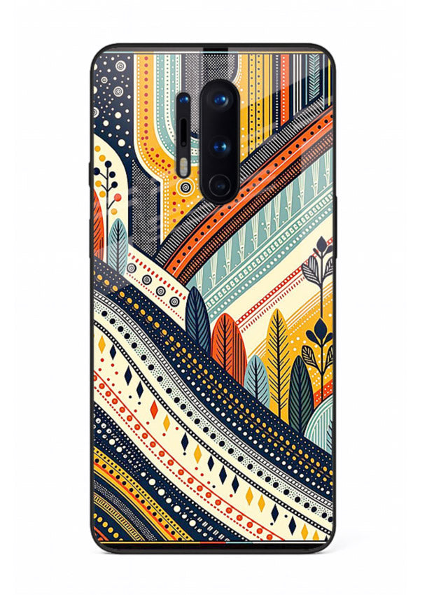 Retro Stripe Landscape geometric retro stripe pattern OnePlus 8 Pro glass back cover
