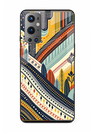Retro Stripe Landscape geometric retro stripe pattern OnePlus 9 glass back cover