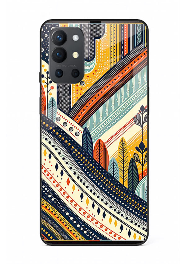 Retro Stripe Landscape geometric retro stripe pattern OnePlus 9R glass back cover
