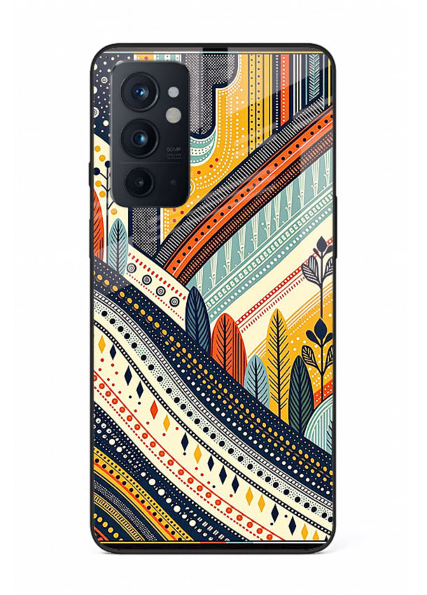 Retro Stripe Landscape geometric retro stripe pattern OnePlus 9RT glass back cover