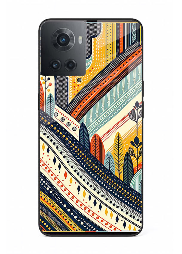 Retro Stripe Landscape geometric retro stripe pattern OnePlus 10R glass back cover