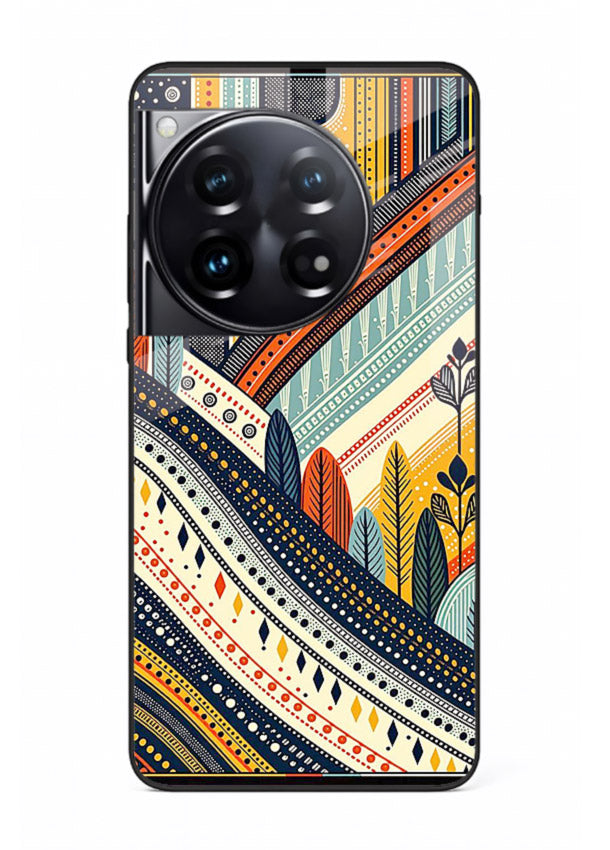 Retro Stripe Landscape geometric retro stripe pattern OnePlus 12 glass back cover