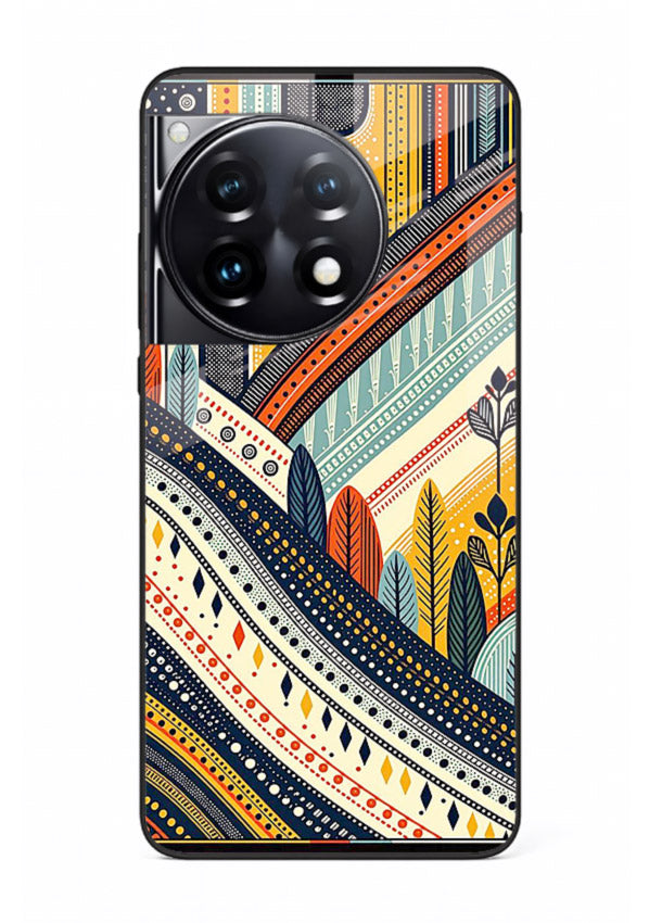 Retro Stripe Landscape geometric retro stripe pattern OnePlus 12R glass back cover
