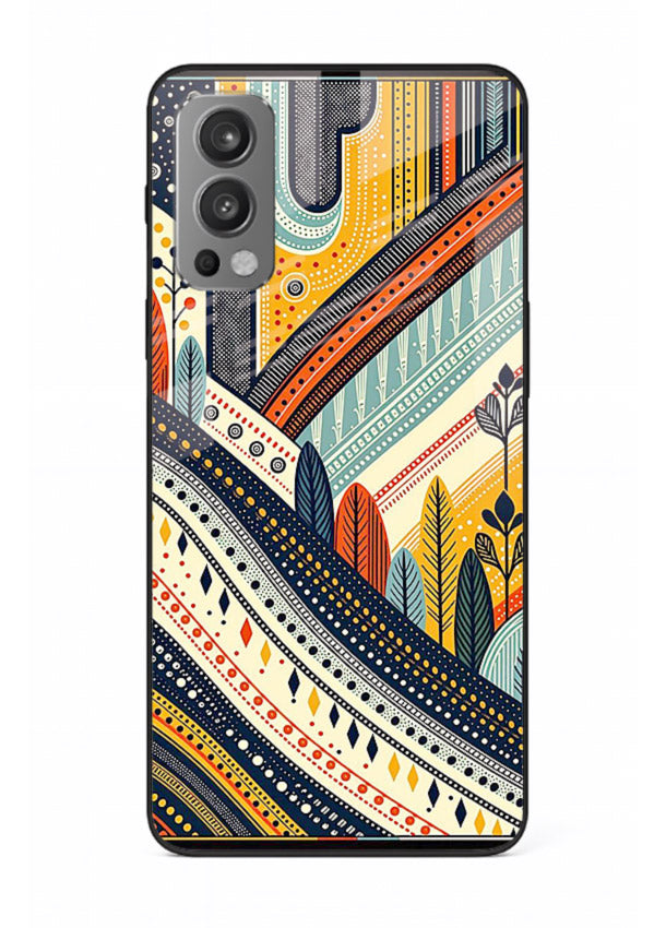 Retro Stripe Landscape geometric retro stripe pattern OnePlus Nord 2 glass back cover