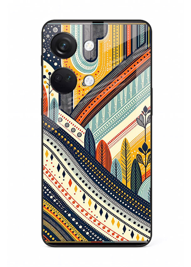 Retro Stripe Landscape geometric retro stripe pattern OnePlus Nord 3 glass back cover