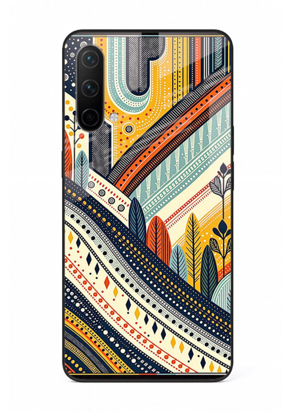 Retro Stripe Landscape geometric retro stripe pattern OnePlus Nord CE 5G glass back cover