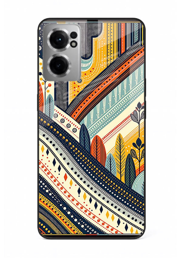 Retro Stripe Landscape geometric retro stripe pattern OnePlus Nord CE2 5G glass back cover