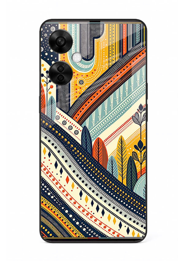 Retro Stripe Landscape geometric retro stripe pattern OnePlus Nord CE3 Lite glass back cover