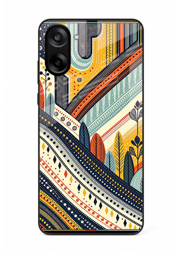 Retro Stripe Landscape geometric retro stripe pattern OnePlus Nord CE5 glass back cover