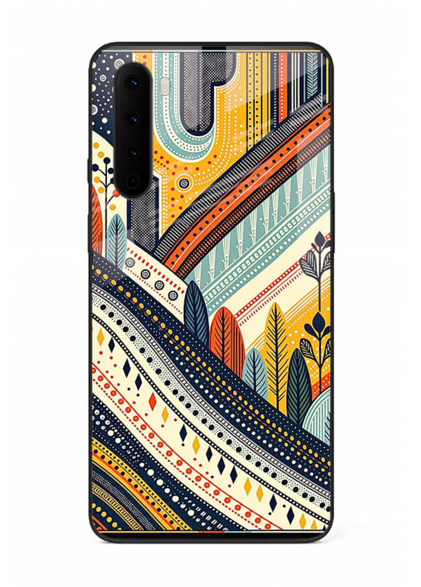Retro Stripe Landscape geometric retro stripe pattern OnePlus Nord glass back cover