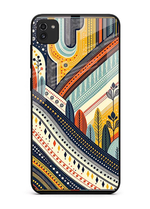 Retro Stripe Landscape geometric retro stripe pattern Samsung A03 glass back cover