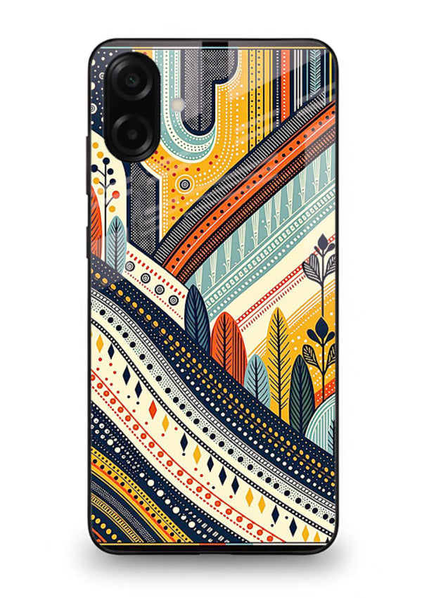 Retro Stripe Landscape geometric retro stripe pattern Samsung A06 5G glass back cover