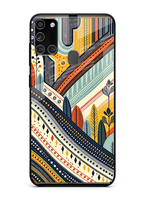 Retro Stripe Landscape geometric retro stripe pattern Samsung A21s glass back cover