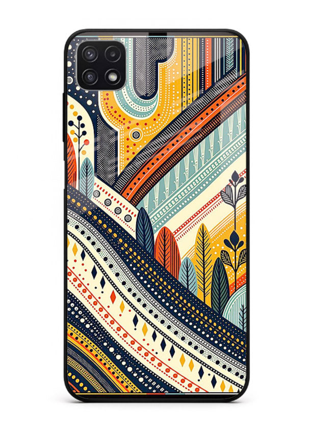 Retro Stripe Landscape geometric retro stripe pattern Samsung F42 5G glass back cover