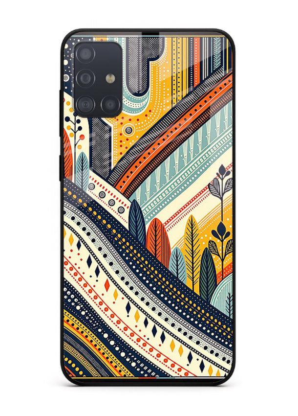 Retro Stripe Landscape geometric retro stripe pattern Samsung A71 glass back cover