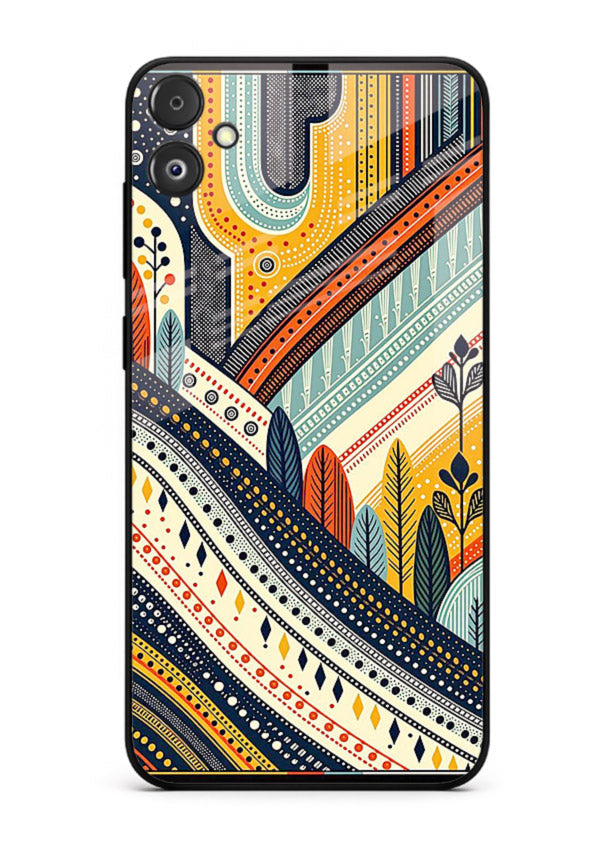 Retro Stripe Landscape geometric retro stripe pattern Samsung F14 5G glass back cover
