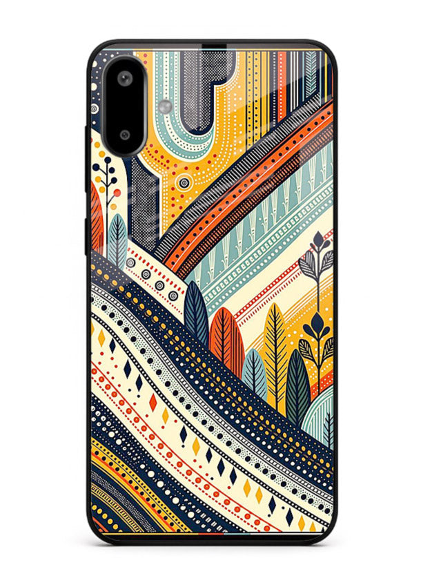Retro Stripe Landscape geometric retro stripe pattern Samsung F06 5G glass back cover