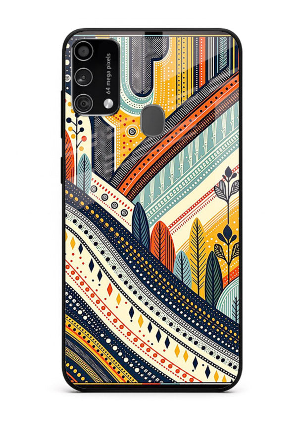 Retro Stripe Landscape geometric retro stripe pattern Samsung F41 glass back cover