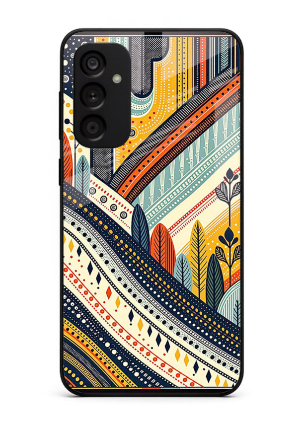 Retro Stripe Landscape geometric retro stripe pattern Samsung M15 5G glass back cover