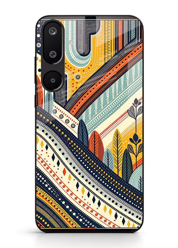 Retro Stripe Landscape geometric retro stripe pattern Samsung F16 5G glass back cover