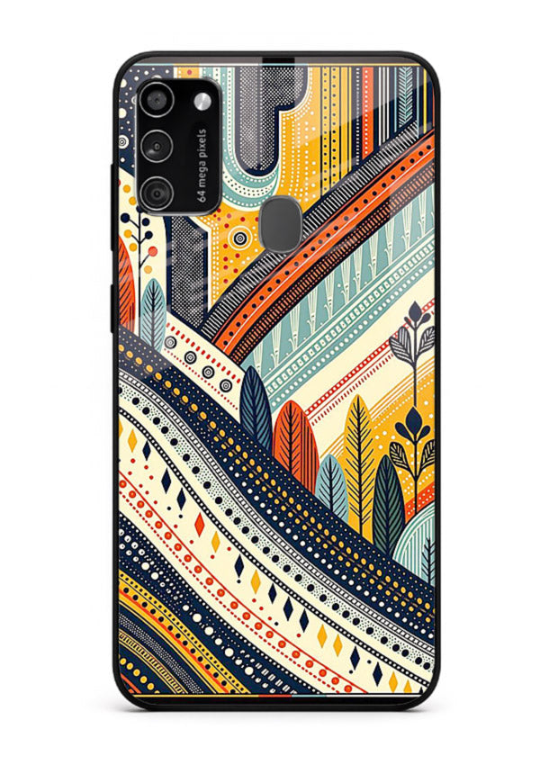 Retro Stripe Landscape geometric retro stripe pattern Samsung M30s glass back cover