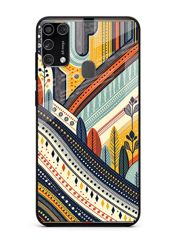 Retro Stripe Landscape geometric retro stripe pattern Samsung M31 Prime glass back cover