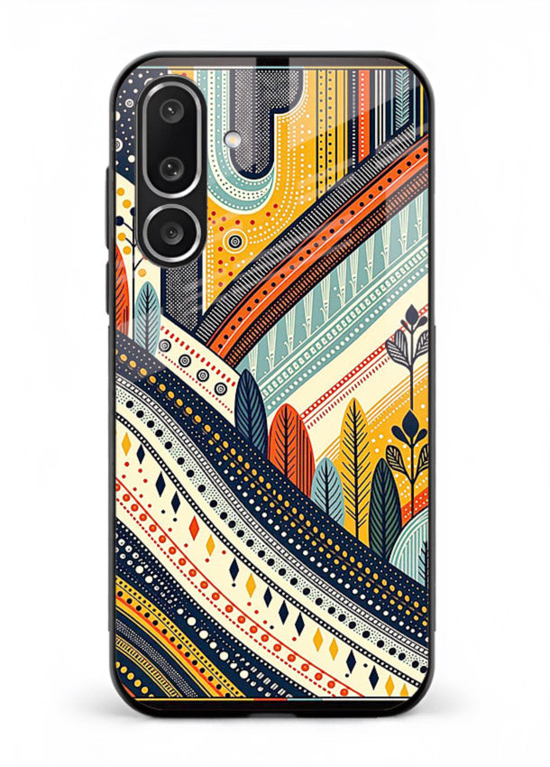 Retro Stripe Landscape geometric retro stripe pattern Samsung M36 5G glass back cover
