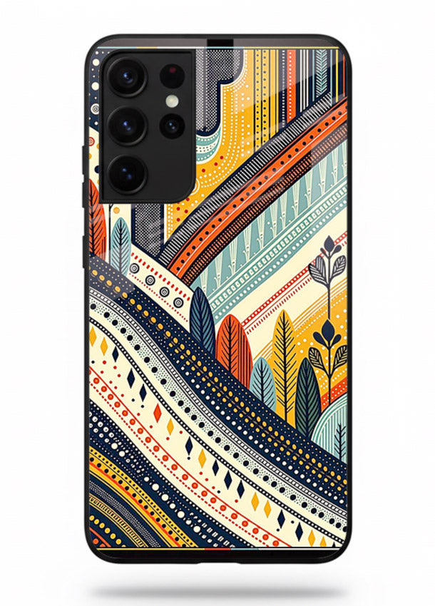 Retro Stripe Landscape geometric retro stripe pattern Samsung S21 Ultra glass back cover