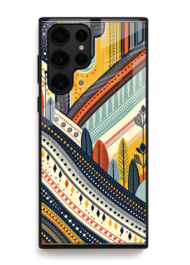 Retro Stripe Landscape geometric retro stripe pattern Samsung S23 Ultra glass back cover