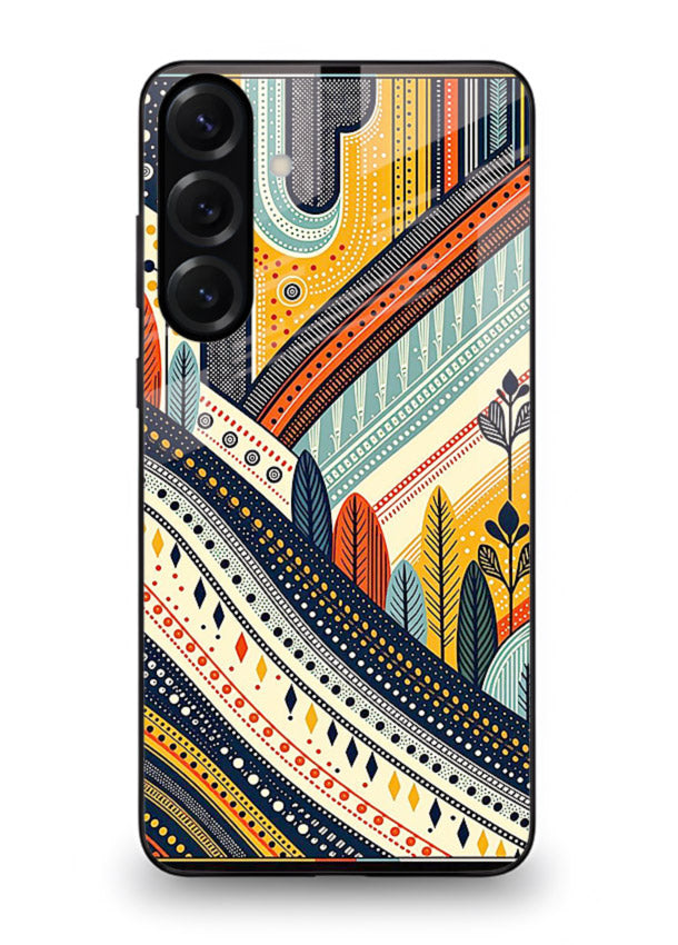 Retro Stripe Landscape geometric retro stripe pattern Samsung M54 5G glass back cover