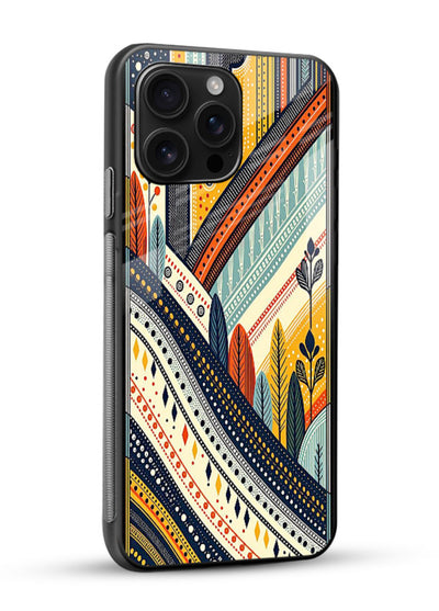 Retro Stripe Landscape geometric retro stripe pattern glossy vibrant premium glass back cover - Angle Side