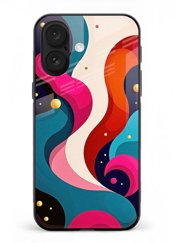 Retro Wave Swirl retro swirl pattern iphone 16 plus glass back cover