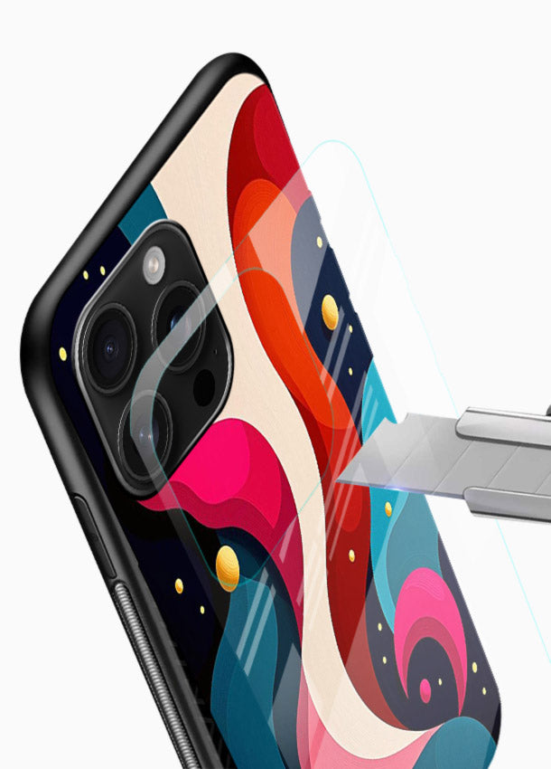 Retro Wave Swirl retro swirl pattern glossy vibrant premium glass back cover - Angle Blade