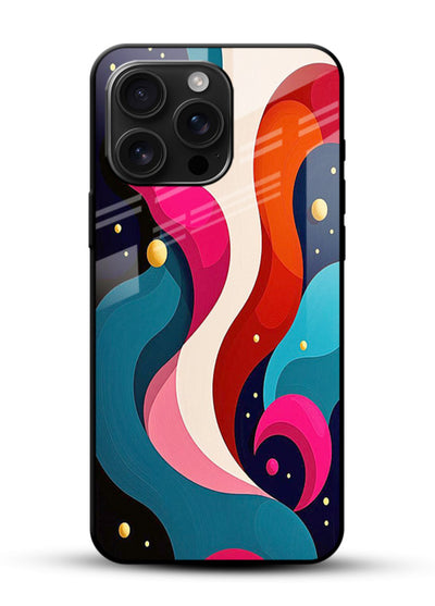 Retro Wave Swirl retro swirl pattern glossy vibrant premium glass back cover - Angle Front