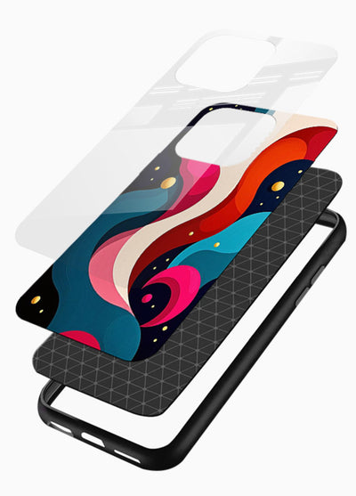 Retro Wave Swirl retro swirl pattern glossy vibrant premium glass back cover - Angle Layers