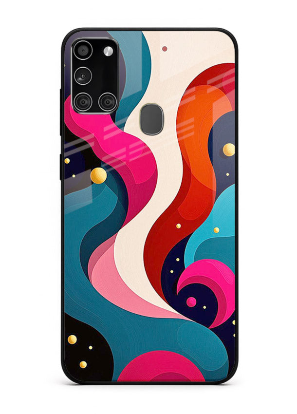 Retro Wave Swirl retro swirl pattern Samsung A21s glass back cover