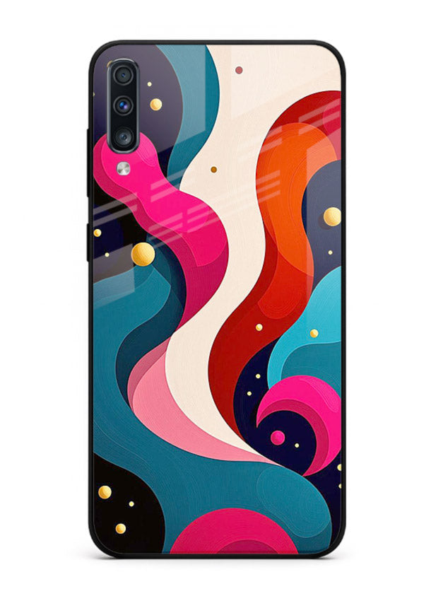 Retro Wave Swirl retro swirl pattern Samsung A50 glass back cover