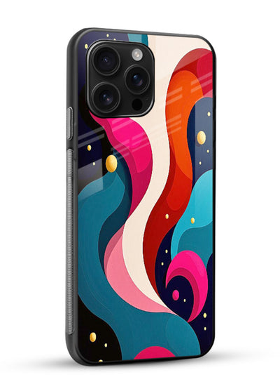 Retro Wave Swirl retro swirl pattern glossy vibrant premium glass back cover - Angle Side
