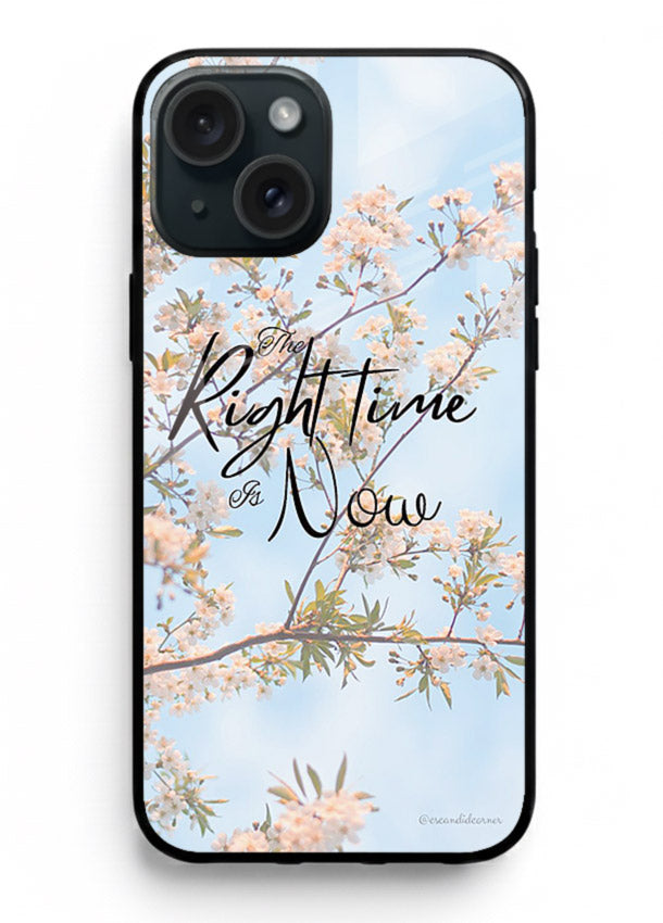 Botanical branch artwork printed on iphone 15 plus glass back cover with calm tones.