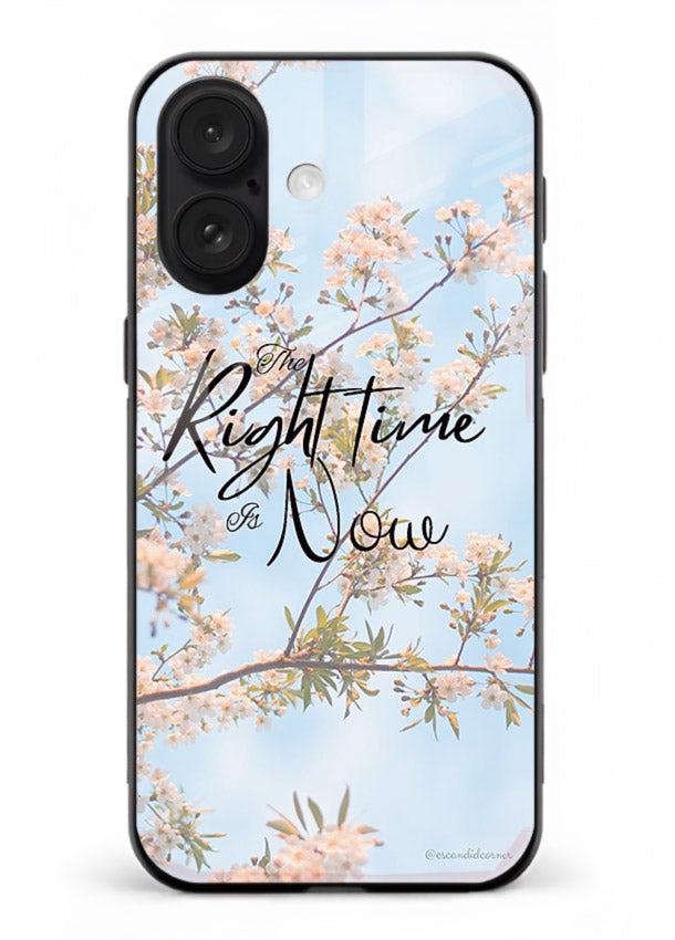 Botanical branch artwork printed on iphone 18 glass back cover with calm tones.