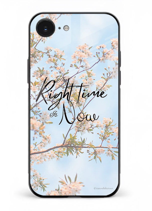 Botanical branch artwork printed on iphone 16e glass back cover with calm tones.