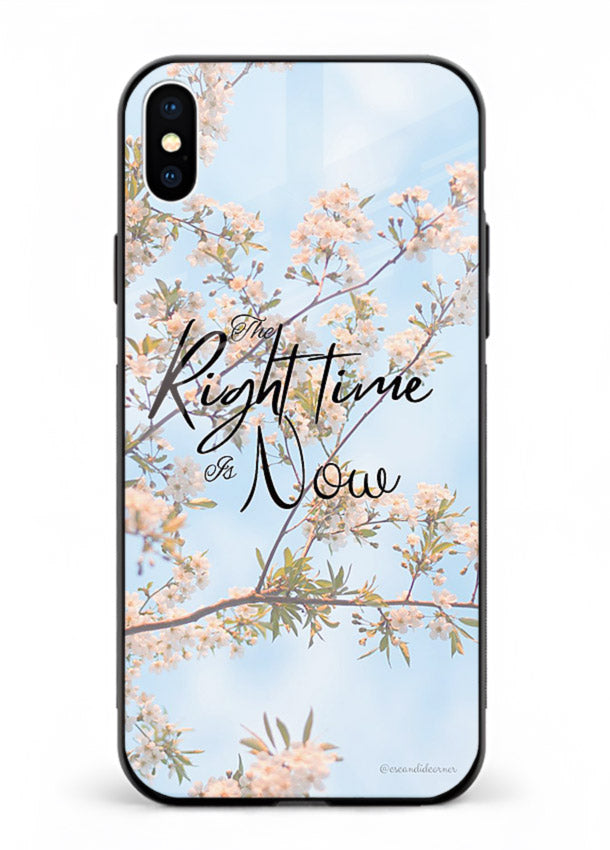 Botanical branch artwork printed on iphone xs max glass back cover with calm tones.